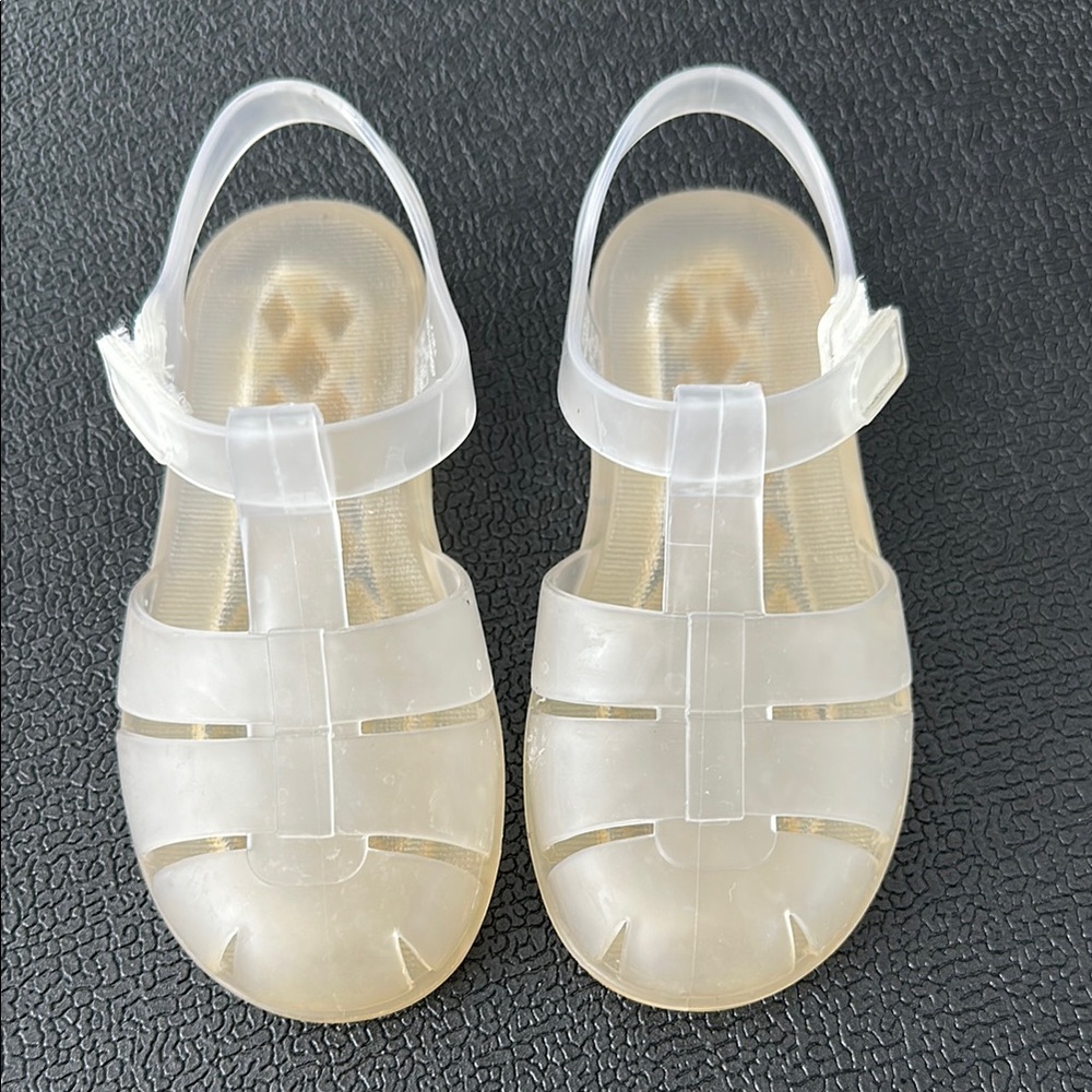 Zara White T-Strap Sandals with Buckle Closure